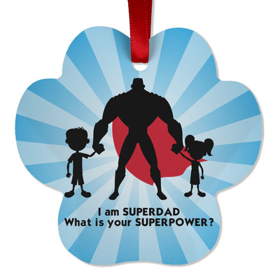 Super Dad Metal Paw Ornament - Double Sided