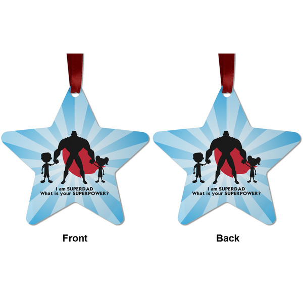 Super Dad Metal Star Ornament - Front and Back
