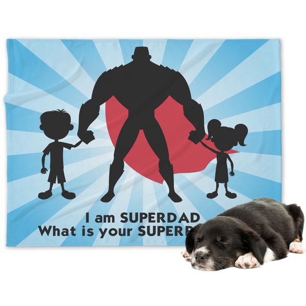 Custom Super Dad Dog Blanket - Large