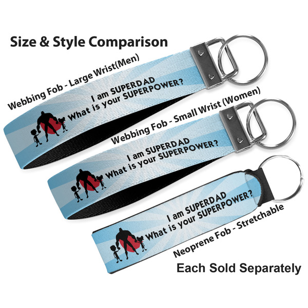 Super Dad Multiple Key Ring comparison sizes