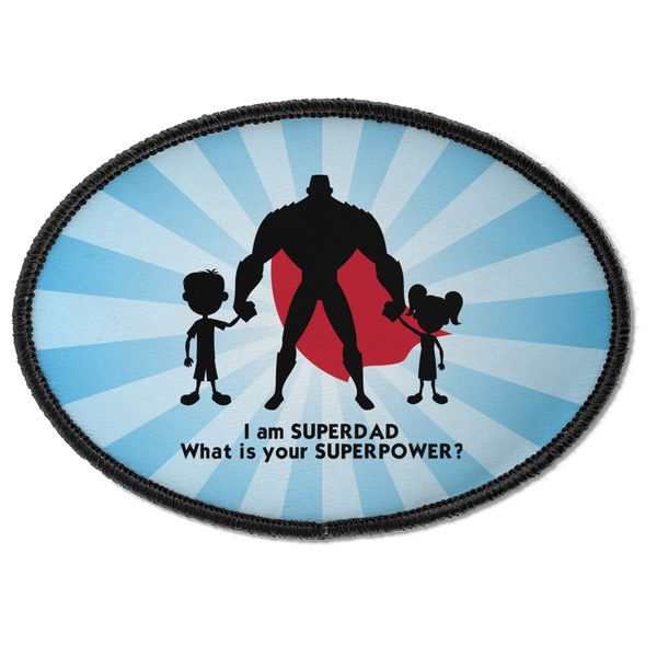 Custom Super Dad Iron On Oval Patch