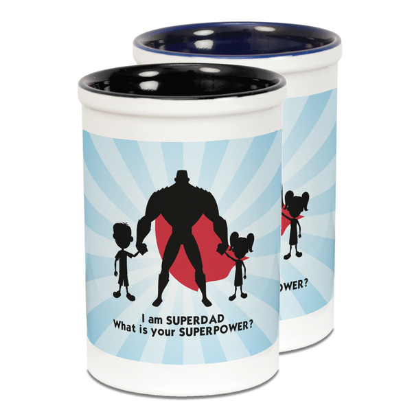 Custom Super Dad Ceramic Pencil Holder - Large