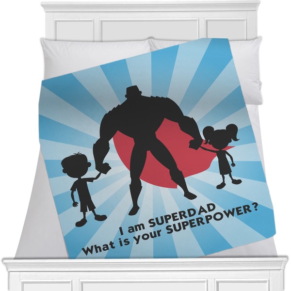 Custom Super Dad Minky Blanket - Toddler / Throw - 60"x50" - Single Sided