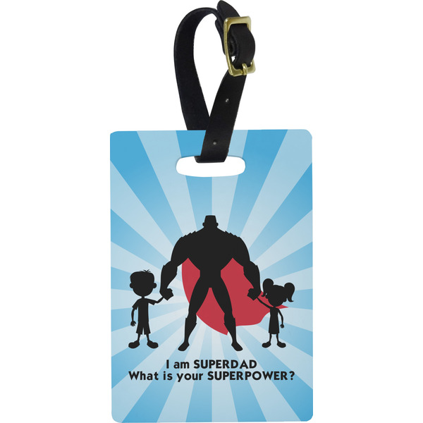 Custom Super Dad Plastic Luggage Tag - Rectangular