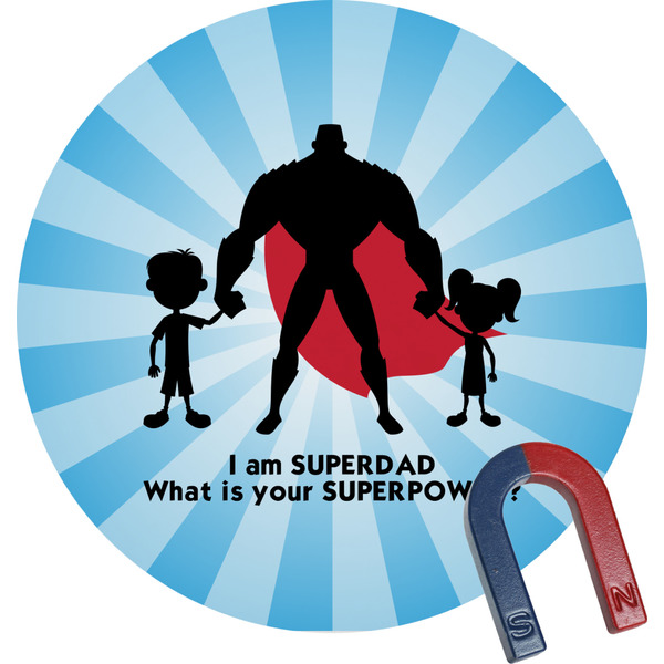 Custom Super Dad Round Fridge Magnet