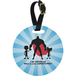 Super Dad Plastic Luggage Tag - Round