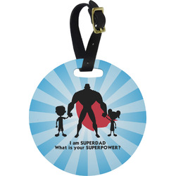 Super Dad Plastic Luggage Tag - Round