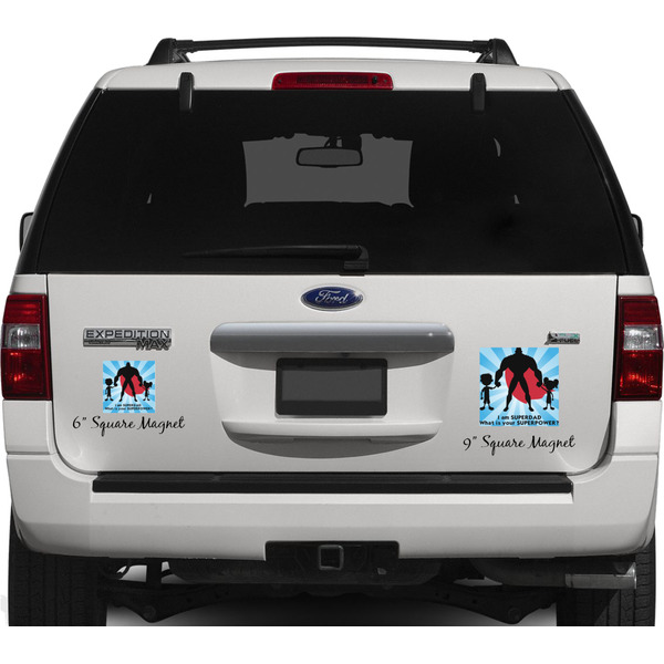 Super Dad Personalized Square Car Magnets on Ford Explorer