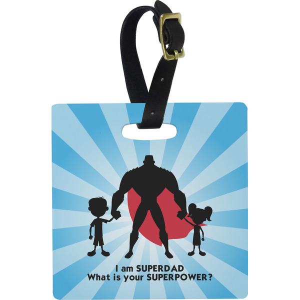 Custom Super Dad Plastic Luggage Tag - Square