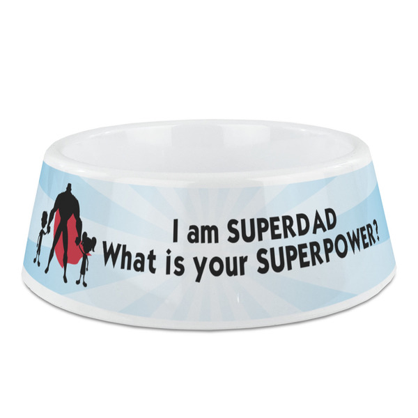 Custom Super Dad Plastic Dog Bowl - Medium