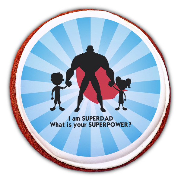 Super Dad Printed Icing Circle - Large - On Cookie