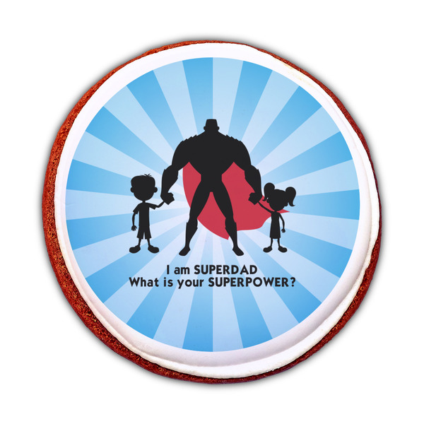 Super Dad Printed Icing Circle - Medium - On Cookie