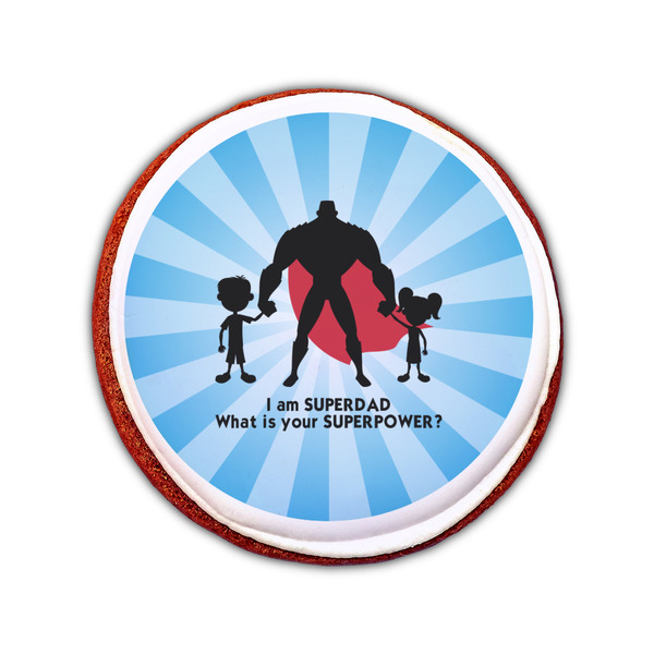 Super Dad Printed Icing Circle - Small - On Cookie
