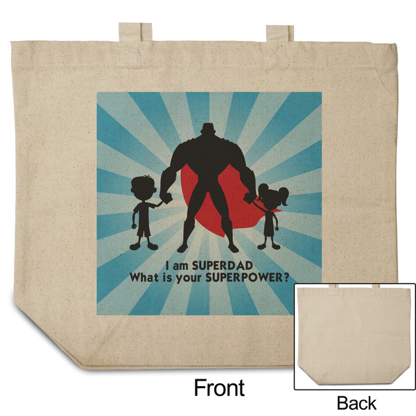 Super Dad Reusable Cotton Grocery Bag - Front & Back View
