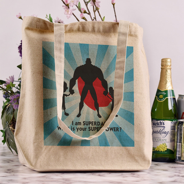 Super Dad Reusable Cotton Grocery Bag - In Context