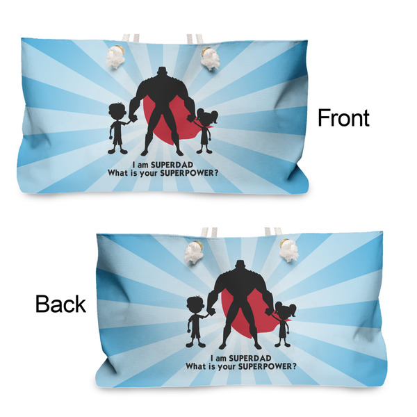 Super Dad Large Rope Tote - From & Back View