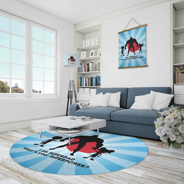 Super Dad Round Area Rug - IN CONTEXT