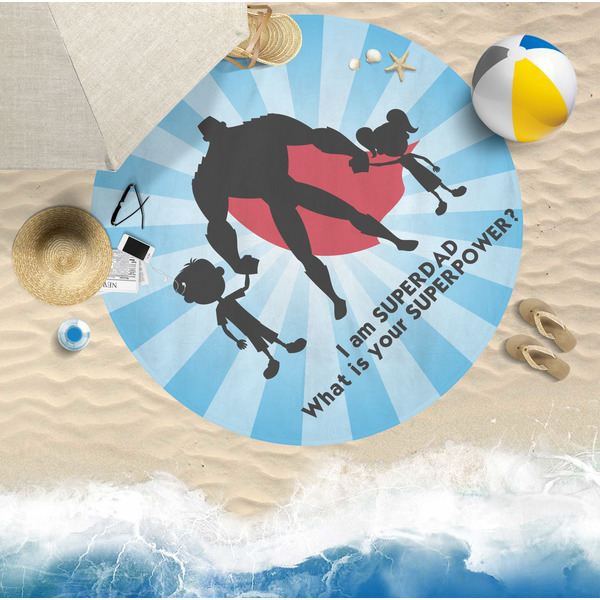 Super Dad Round Beach Towel Lifestyle