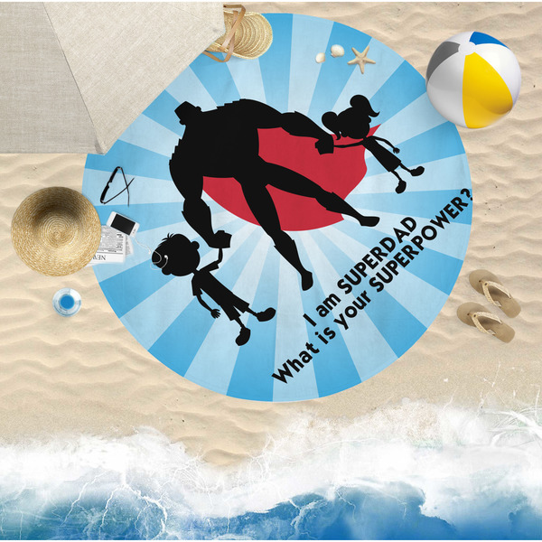 Super Dad Round Beach Towel Lifestyle
