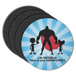 Super Dad Round Rubber Backed Coasters - Set of 4
