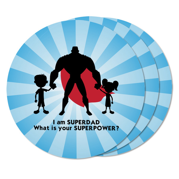 Super Dad Round Fridge Magnet - THREE