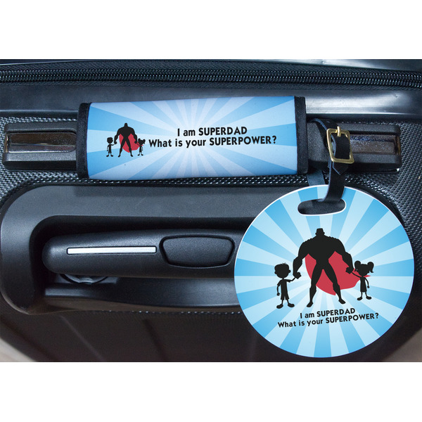 Super Dad Round Luggage Tag & Handle Wrap - In Context