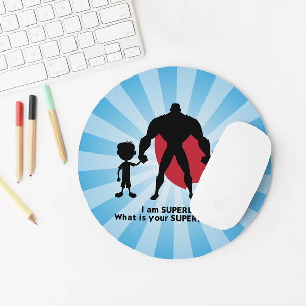 Super Dad Round Mousepad - LIFESTYLE 2