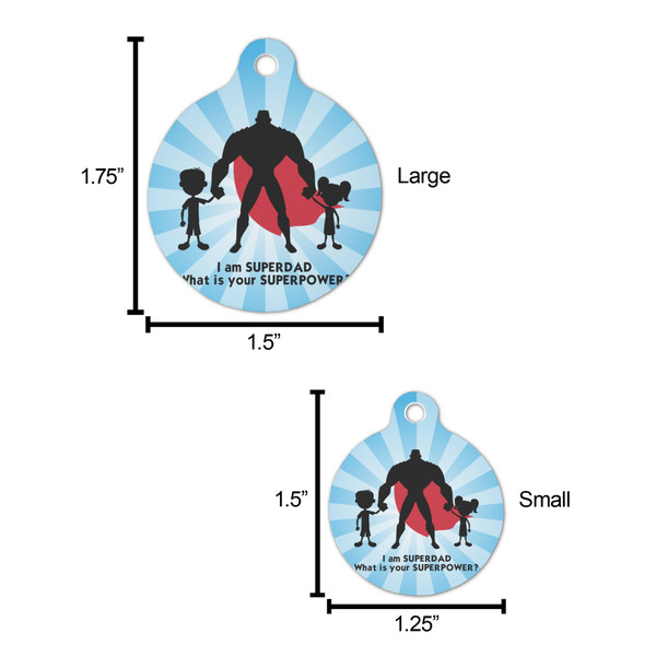 Super Dad Round Pet ID Tag - Large - Comparison Scale