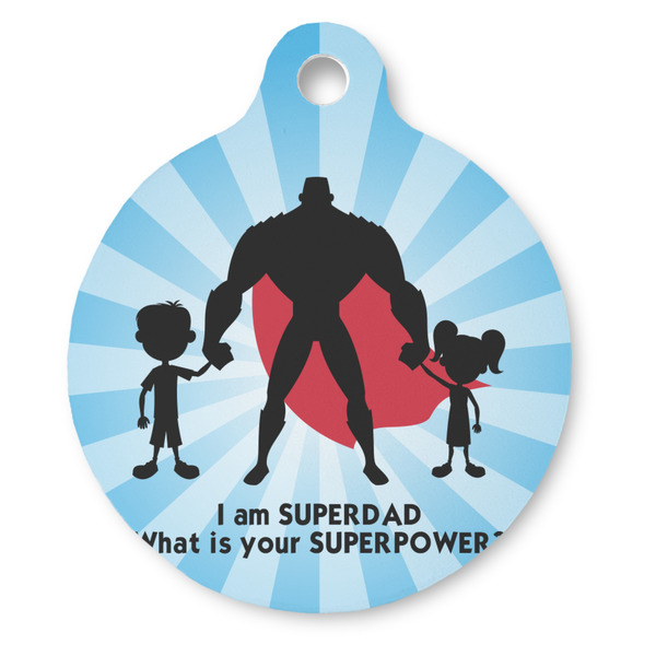 Custom Super Dad Round Pet ID Tag - Large