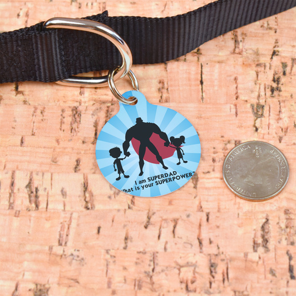 Super Dad Round Pet ID Tag - Large - In Context