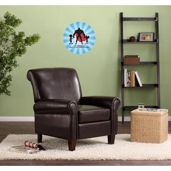 Super Dad Round Wall Decal on Living Room Wall