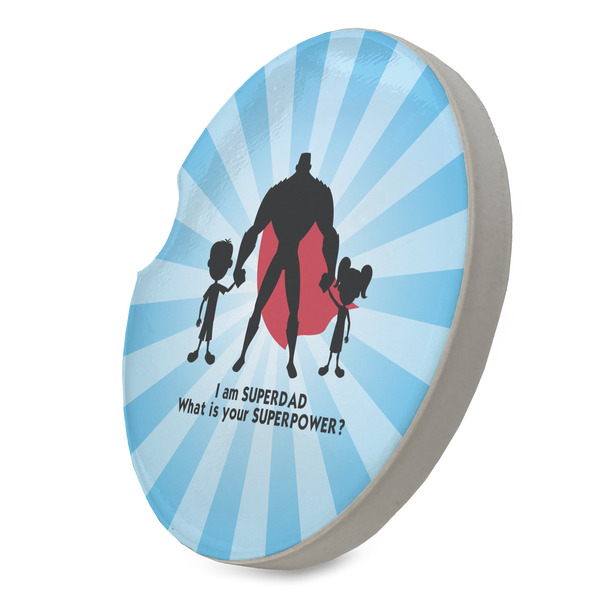 Super Dad Sandstone Car Coaster - STANDING ANGLE