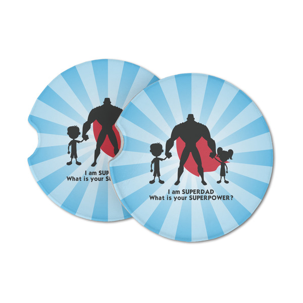 Custom Super Dad Sandstone Car Coasters