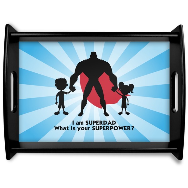 Custom Super Dad Black Wooden Tray - Large