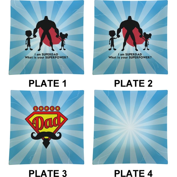 Super Dad Set of Square Dinner Plates (Approval)