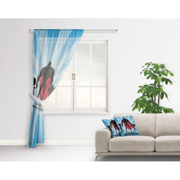 Super Dad Sheer Curtain With Window and Rod - in Room Matching Pillow