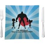 Super Dad 9.5" Glass Square Lunch / Dinner Plate- Single or Set of 4