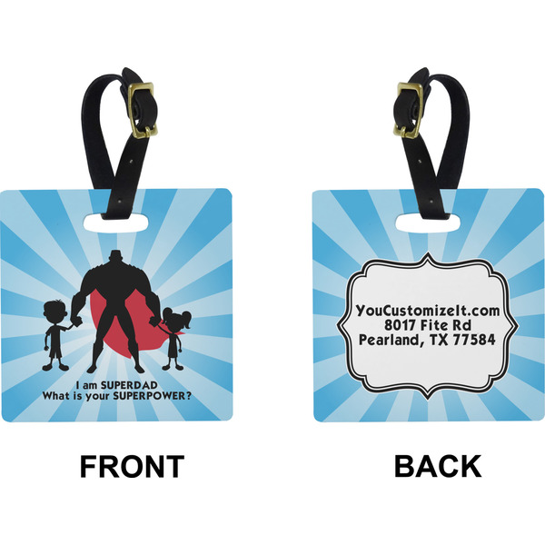 Super Dad Square Luggage Tag (Front + Back)