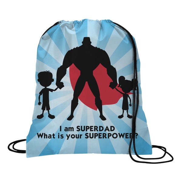 Custom Super Dad Drawstring Backpack - Large