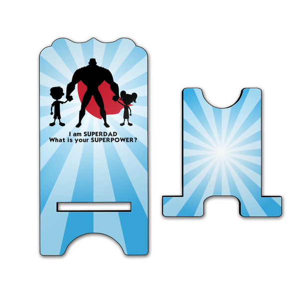 Super Dad Stylized Phone Stand - Front & Back - Large