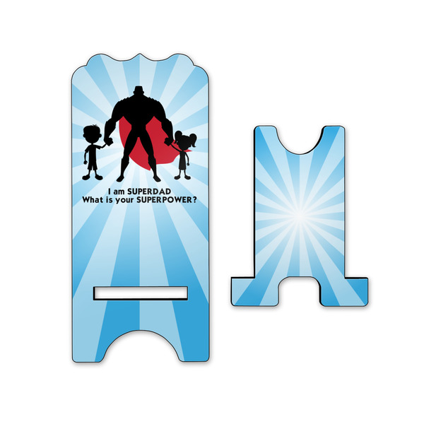 Super Dad Stylized Phone Stand - Front & Back - Small