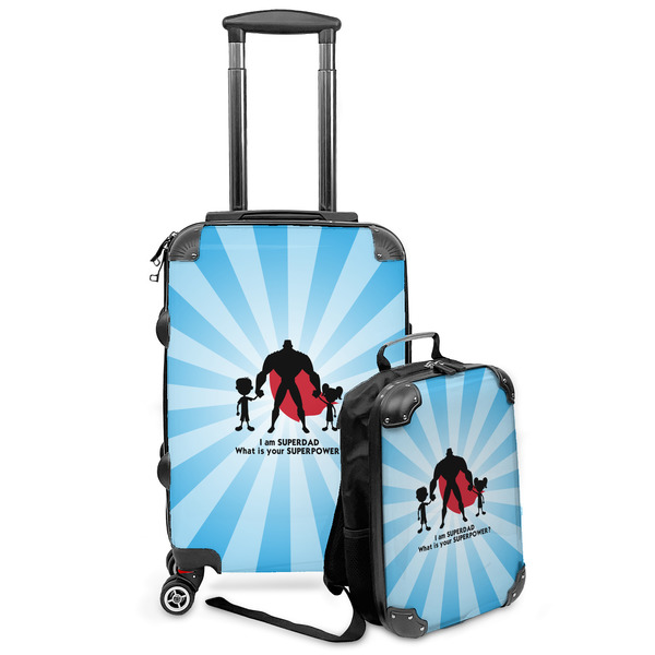 Custom Super Dad Kids 2-Piece Luggage Set - Suitcase & Backpack