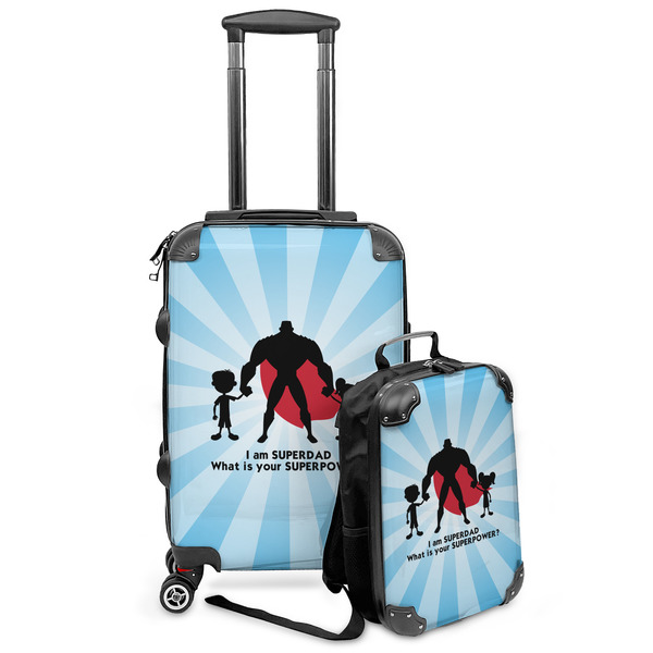 Custom Super Dad Kids 2-Piece Luggage Set - Suitcase & Backpack