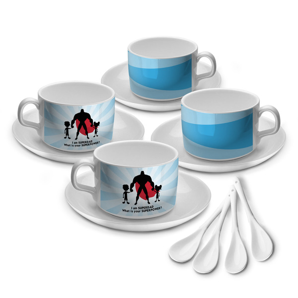 Custom Super Dad Tea Cup - Set of 4