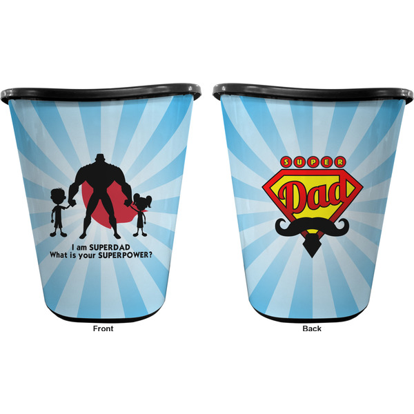Super Dad Trash Can Black - Front and Back - Apvl
