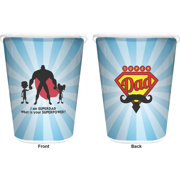 Super Dad Trash Can White - Front and Back - Apvl