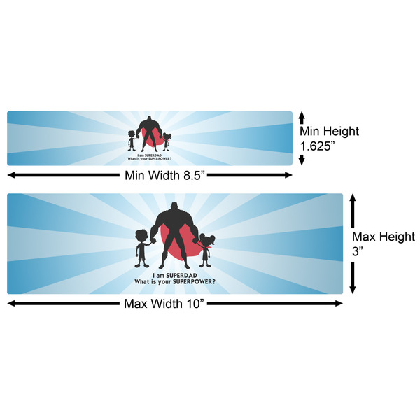 Super Dad Water Bottle Labels w/ Dimensions
