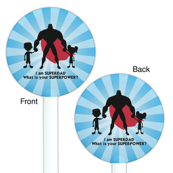 Super Dad White Plastic 5.5" Stir Stick - Double Sided - Round - Front & Back