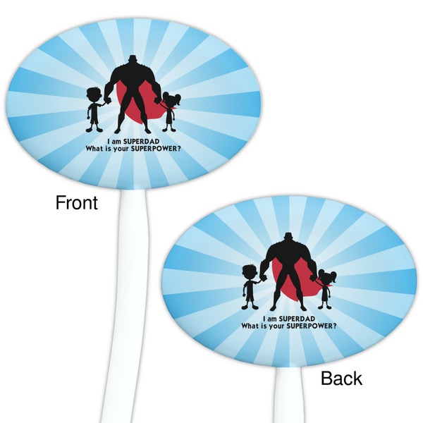 Super Dad White Plastic 7" Stir Stick - Double Sided - Oval - Front & Back