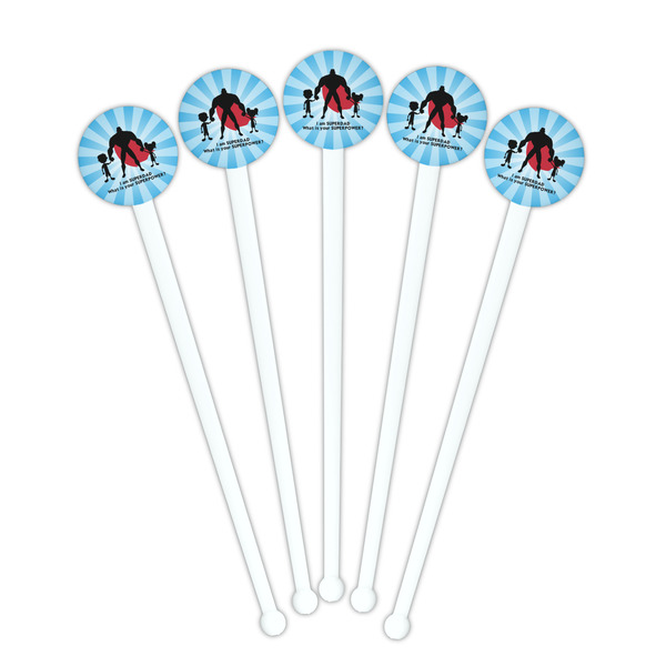 Super Dad White Plastic 7" Stir Stick - Round - Fan View